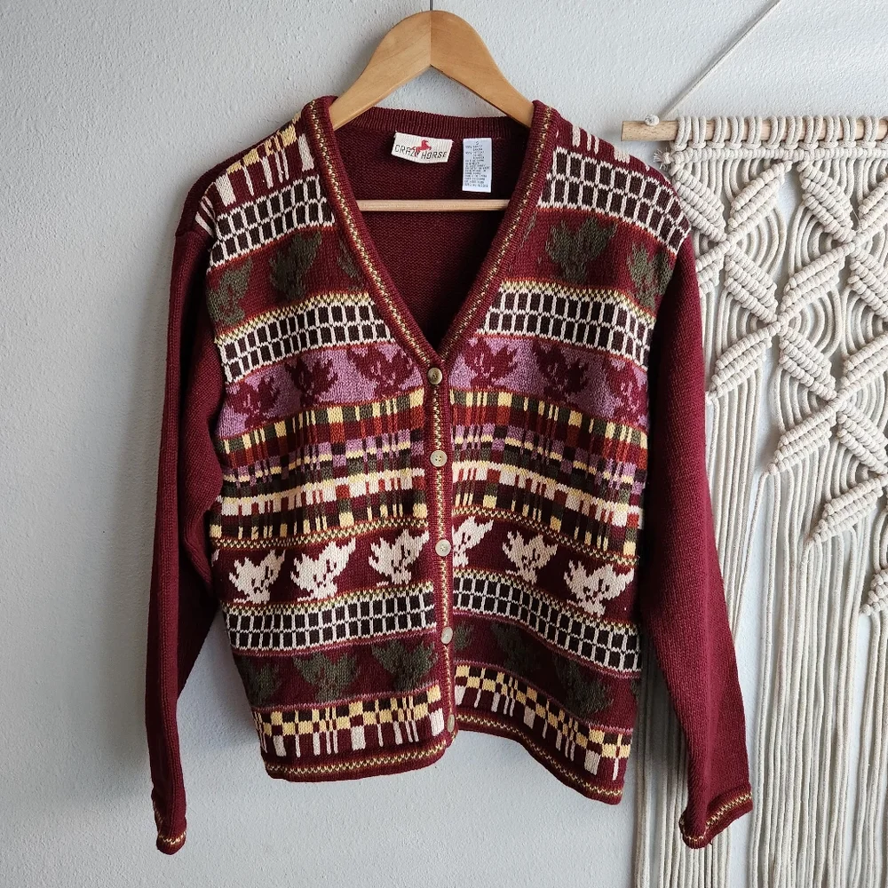 Crazy‎ Horse Women’s Cardigan Sweater Sz Small Cottagecore